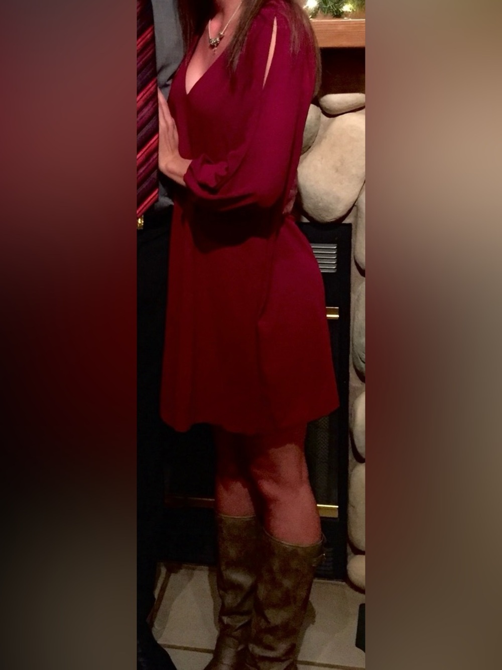 Lulu's Cranberry Red Shifting Dears Dress